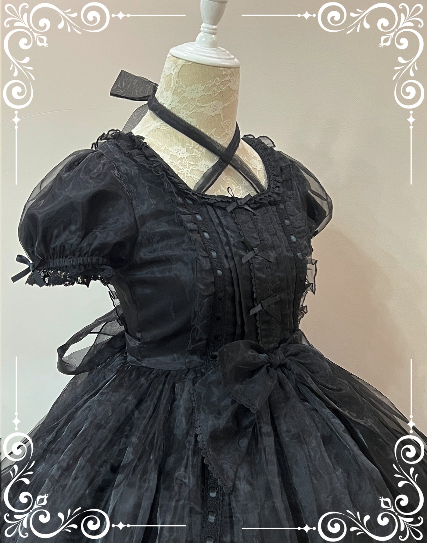 Little Bear~Mini Puff-Sleeve OP Dress with Organza   