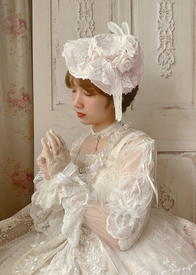 (Buy for me) Sweet Wood~Secret Garden In Midsummer~Lolita Bonnet, Necklace, Accessory light pink normal bonnet 