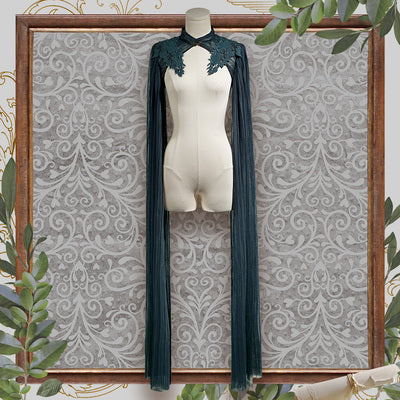 FunCcino - Dense Forest Corridor - Elegant Lolita Blouse and Cape One Size green cape