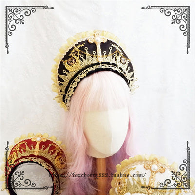 Fox Cherry~Gorgeous Lolita Palace Retro Golden Tudor Headdress   