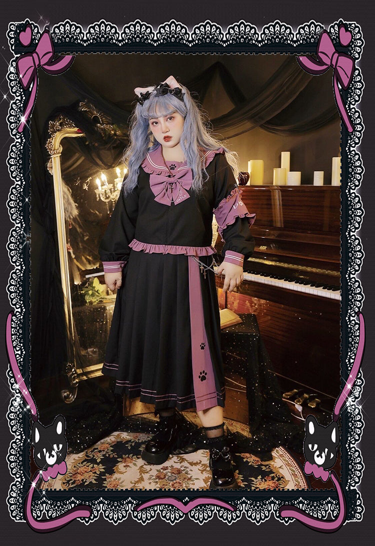 Yingtang~Plus Size Lolita Dress Gothic Lolita JK Dress Set XL long skirt 