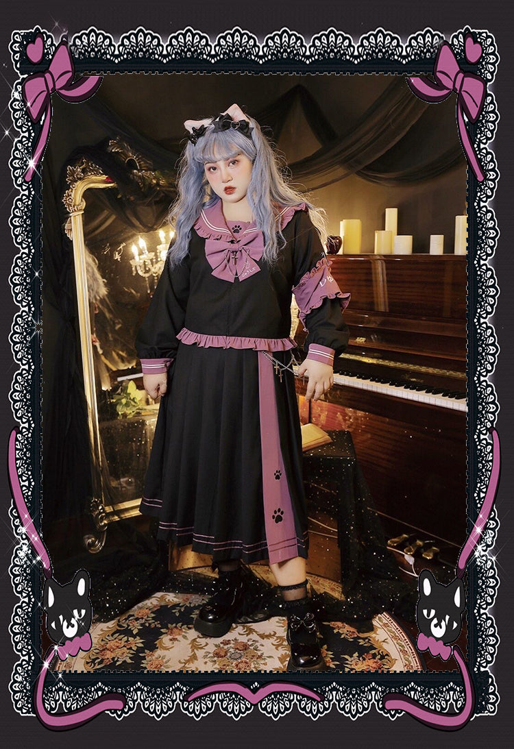 HardCandy~Plus Size Dark-theme JK Lolita Dress Set XL long skirt 