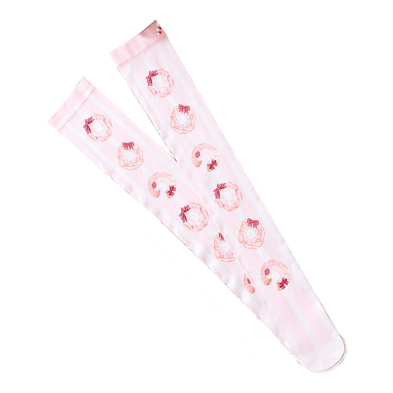 Roji roji - Doughnut Printed Velvet Thigh Stockings