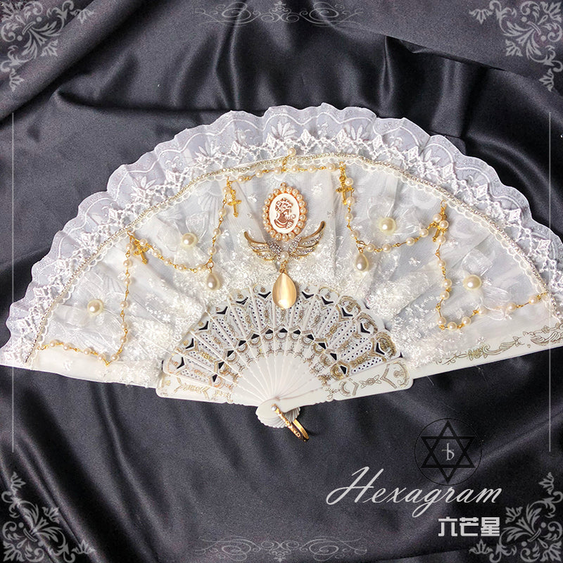 Hexagram~Retro Lolita Tea Party Lace Fan   