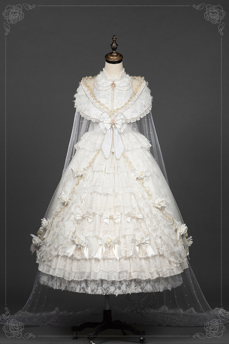 Youpairui - Helena - White and Black Lolita Tea Party JSK Suit L white