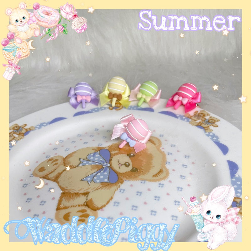 (Buyforme)WaddlePiggy~Sweet Lolita Handmade Lollipop Bow Ring light pink  