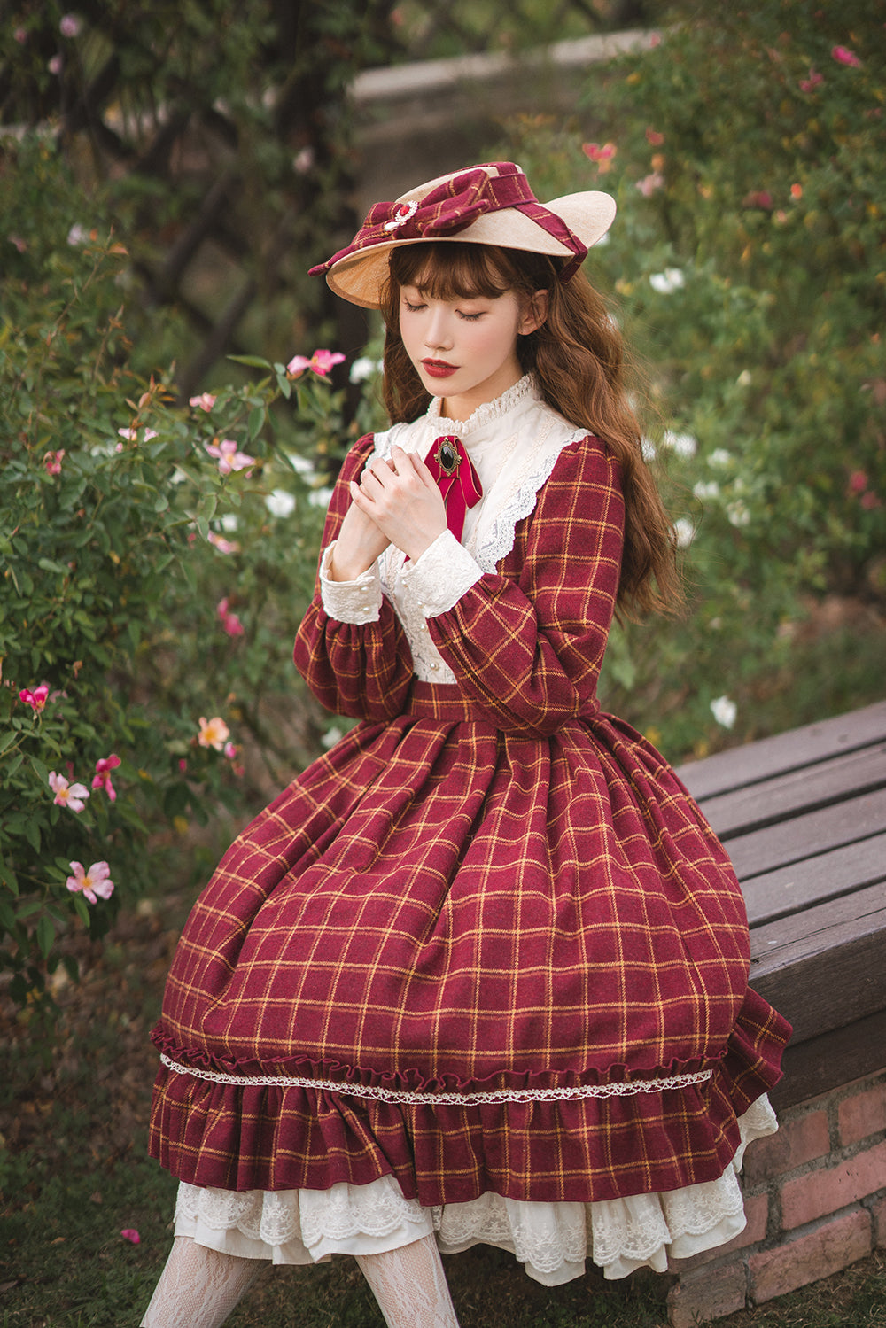 Miss Point~Rose Silhouette 3.0~Plaid Vintage Classic Lolita OP   