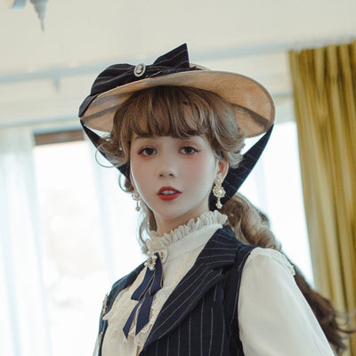 Miss point~Rose Silhouette~Elegant Handmade Lolita Flat Hat   