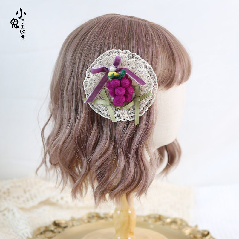 Xiaogui~Vintage Frence Grape Hairpin Lolita Accessory No.5 oil painting grape hairpin brooch dual use  
