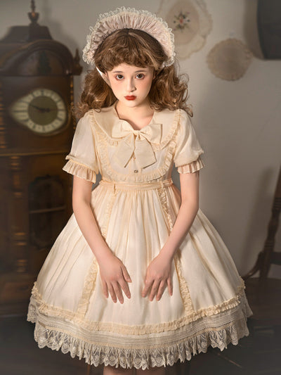 Your Princess~Kawaii Lolita Princess Puff Sleeve Dress S beige 