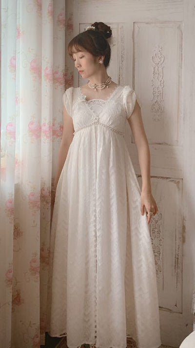 Surface Spell~MissBennet~Empire Waist Chiffon Lolita Dress S milk white 