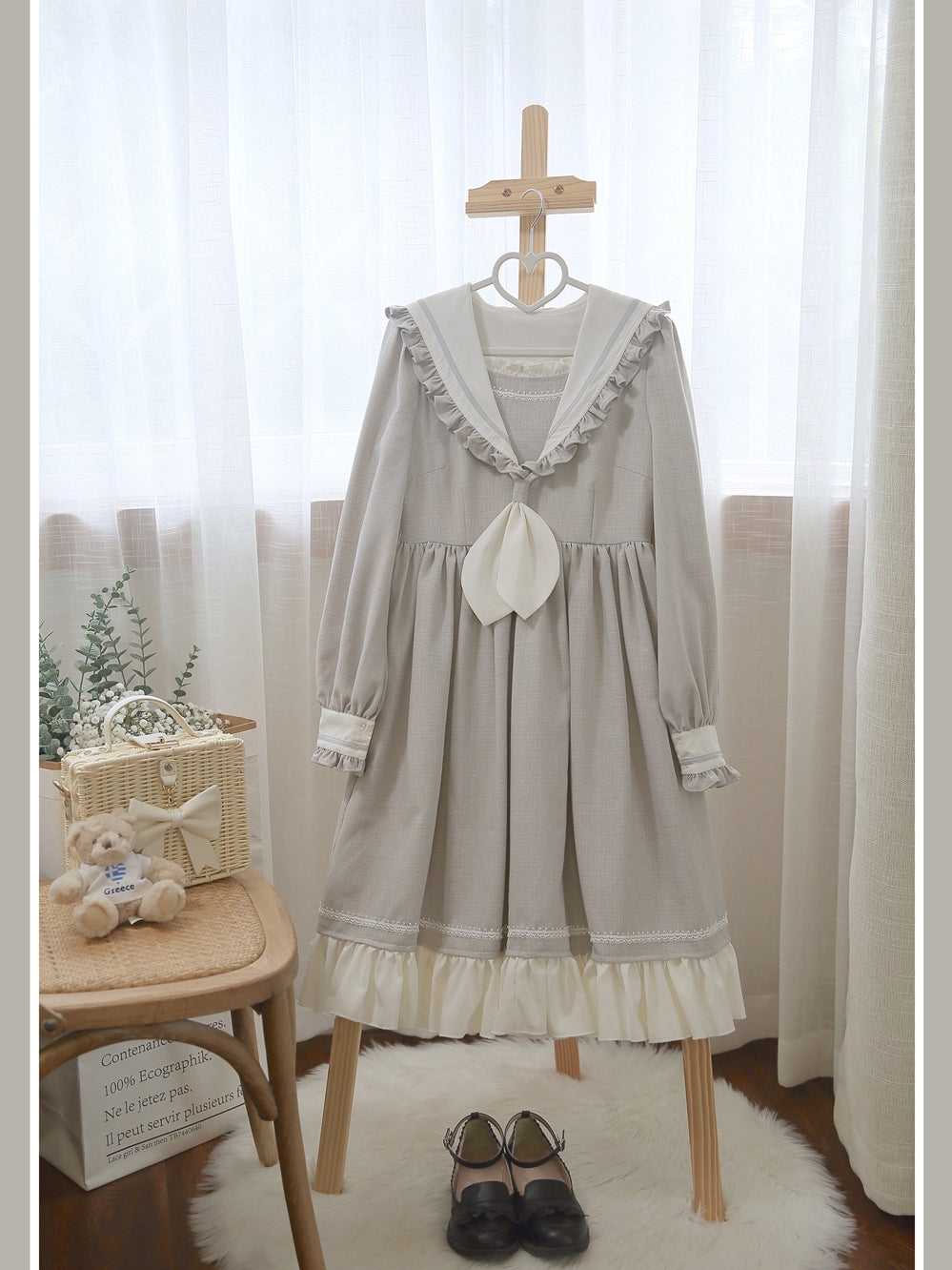 EESSILY~Shimmer Dust~Sailor Collar Lolita OP Dress   