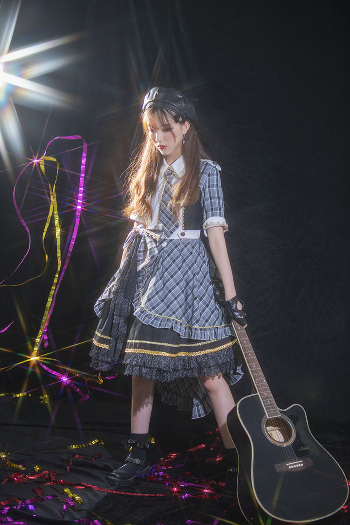 YourHighness~Idol Project~Idol Lolita Fashion Plaid Suit OP   