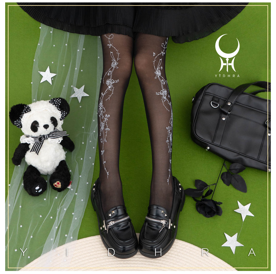 Yidhra - Whisper Rose - Summer 20D velvet Lolita Tights One Size black