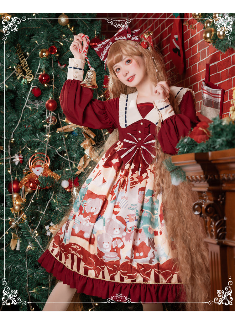 Eieyomi - Christmas Bear - Sweet Lolita Princess OP Dress