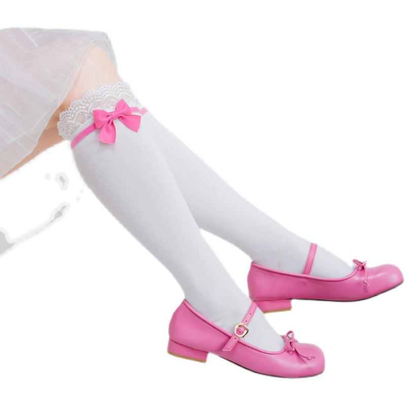 Roji roji~Spring Bow Lace Sweet Cotton Socks   