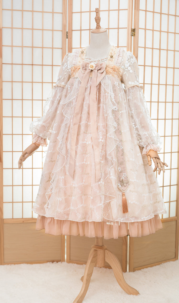 Fantastic Wind ~ The Blooming Flowers Lolita OP Dress S gold (chest-high) 