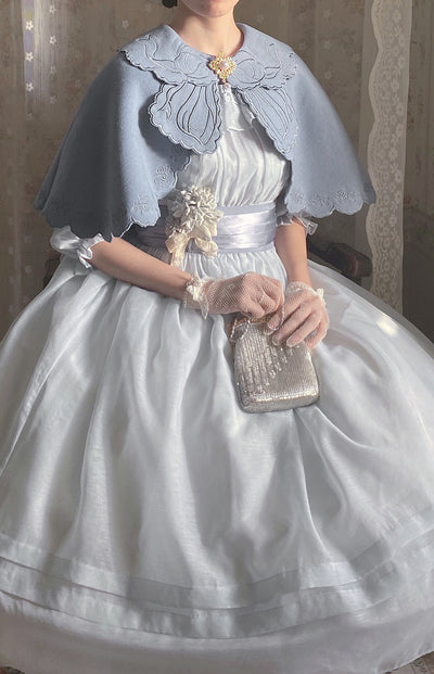 Alice Girl~Lolita little rose~Elegant Lolita Embroidery Cloak S blue(cloak) 