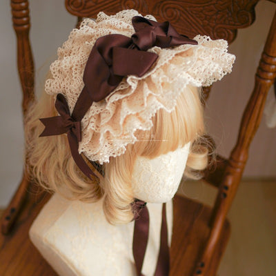 (Buyforme) Meidou Handmade~Ivory Color Lace Lolita Antique  Bonnet   