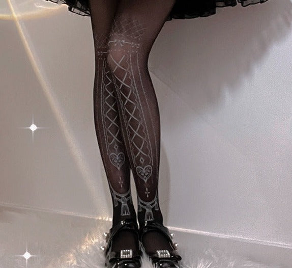 (Buyforme) Roji Roji~J-fashion Black White Lolita Pantyhose   
