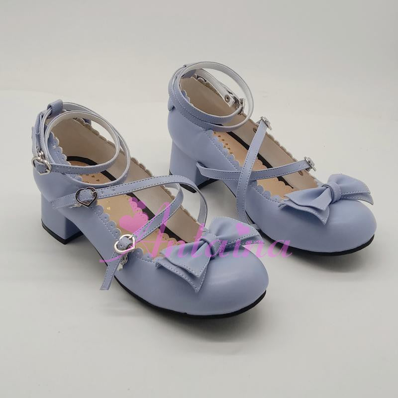 Antaina ~ Japanese Style Lolita Tea Party Shoes Size 34-37 34 matte purple (heel 4.5cm) 