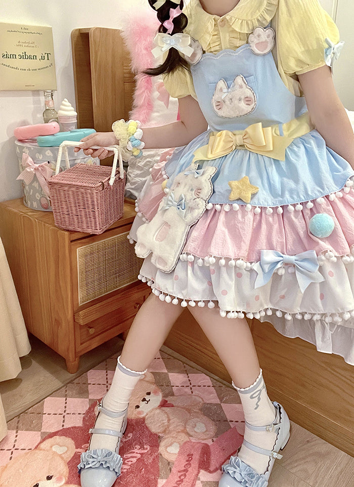 Alice Girl~Candy Cat~Sweet Lolita Dress Lovely Salopette   