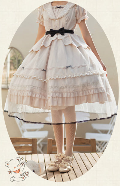 With PUJI~Glass Window~Classic Lolita Cotton OP Dress   