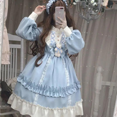 (Buyforme)Hanxiaoxiao~Plus Size Blue Brown Fairytale Princess Lolita OP   