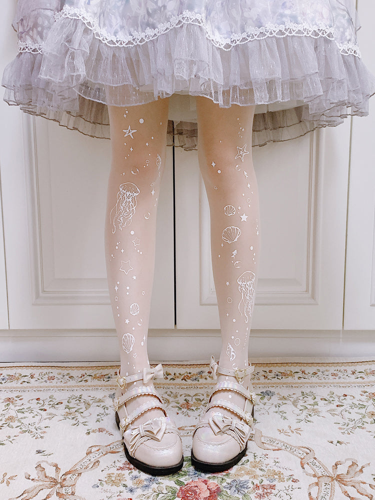 The Deep Sea Jellyfish 120D Velvet Lolita Tights