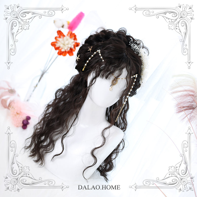 Dalao Home~65cm Wave Lolita Wig Multicolors free siz little witch brown black+wig net 