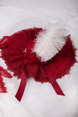 Dawn and Morning - The Dawn Song - Plus Size Lolita Elegant OP Dress S Wine Red Flat Cap
