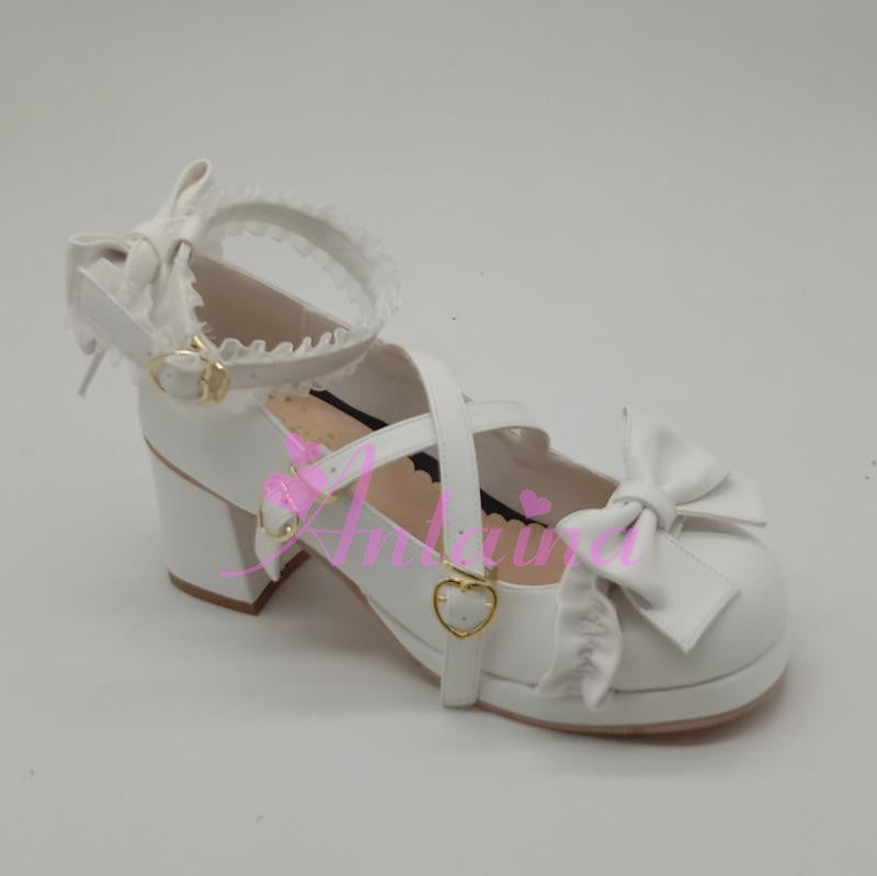 Antaina ~ Simple Sweet Lolita White Lolita Plus Size Heels   