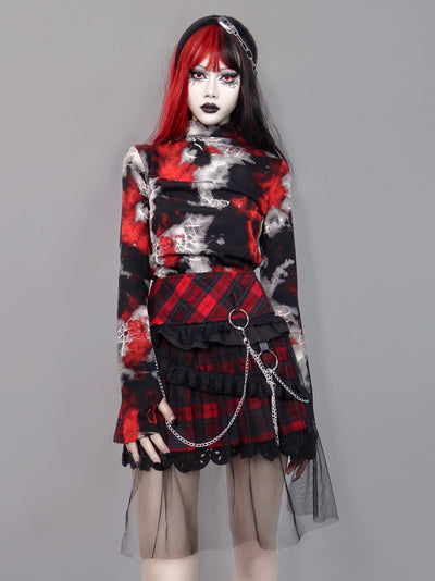 Blood Supply~Gothic Punk Lolita Cobwebs Printed Top S cobwebs red top 