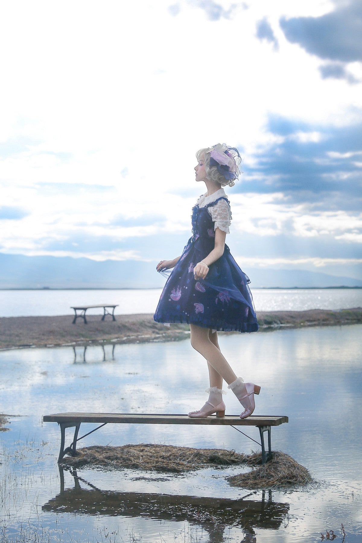 LilithEye - Jellyfish Meteor - Chiffon Fairy Jellyfish Printed Lolita JSK 8518:92160