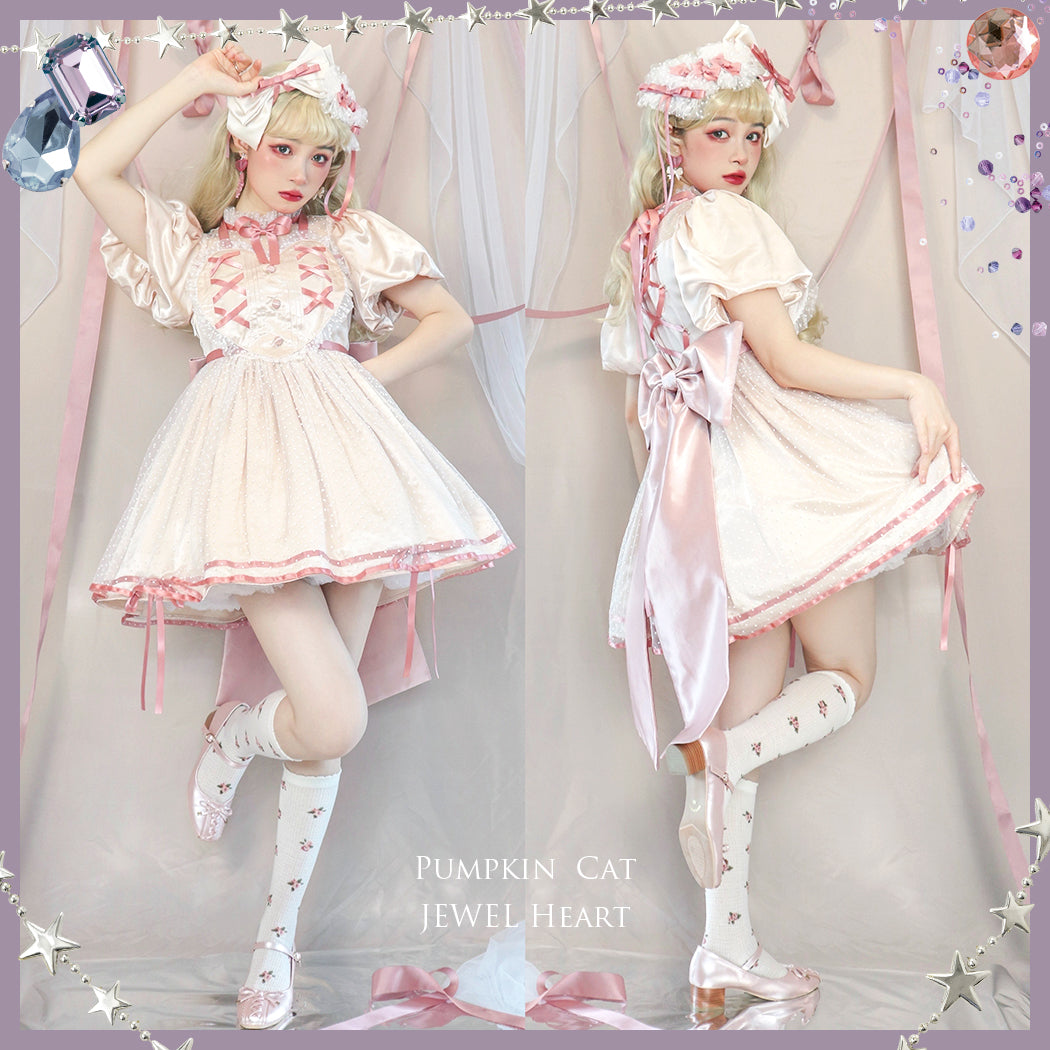 Pumpkin Cat~Jewel Heart~Lolita OP Dress S pink 