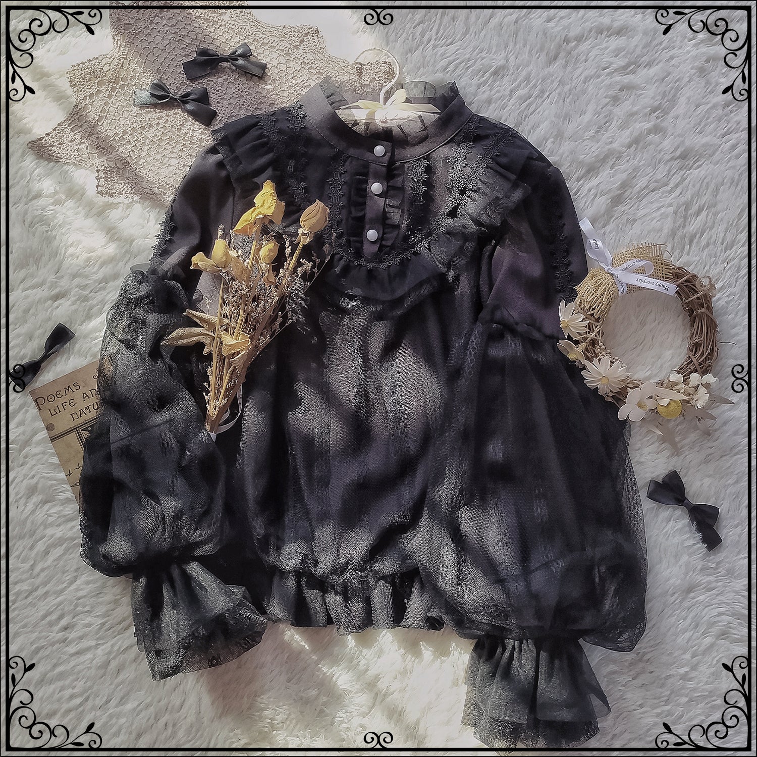 Sakurada Fawn - Alice's Cherry - Plus Size Lolita Shirt Chiffon Blouse