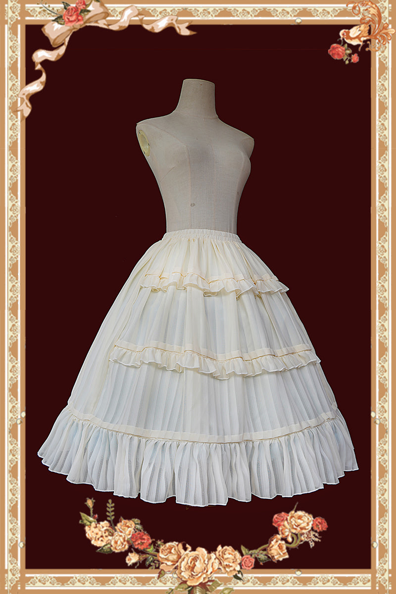 Infanta~Corola‘s Little Garden~Cotton Floral Tiered Lolita JSK free size beige white SK 