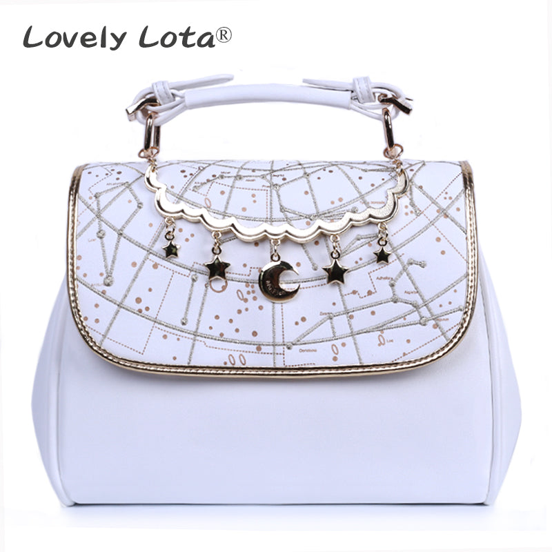 LovelyLota~Star Dream~Gothic Lolita Star Bag white （embroidery）  
