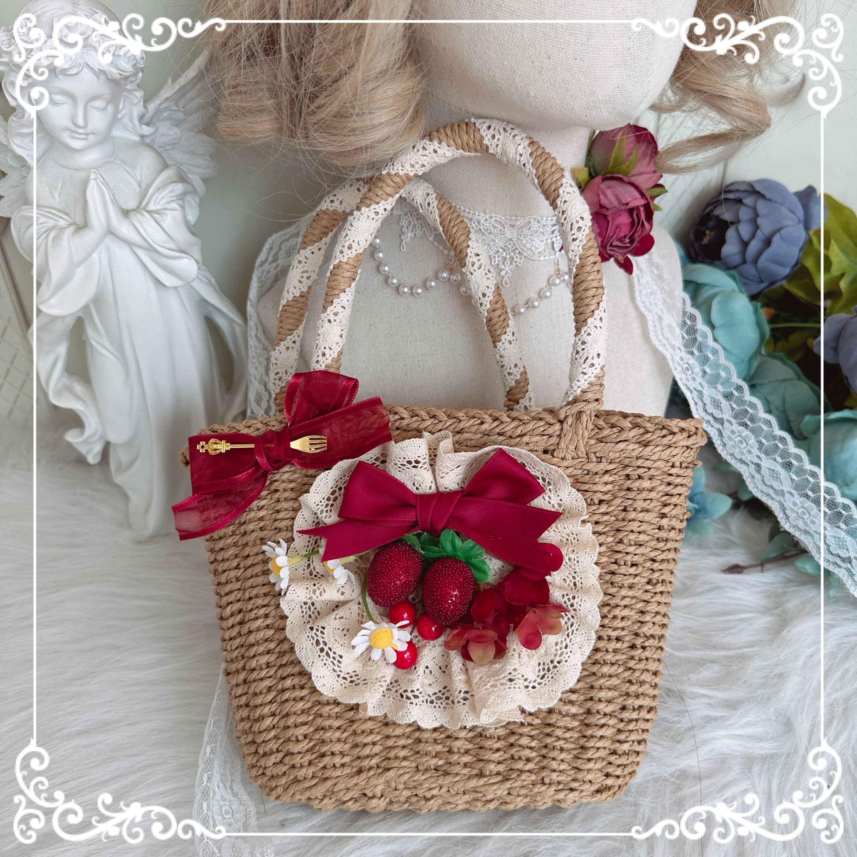Chestnut Lolita - Country Lolita Hand-made Headdress Accessory wicker bag