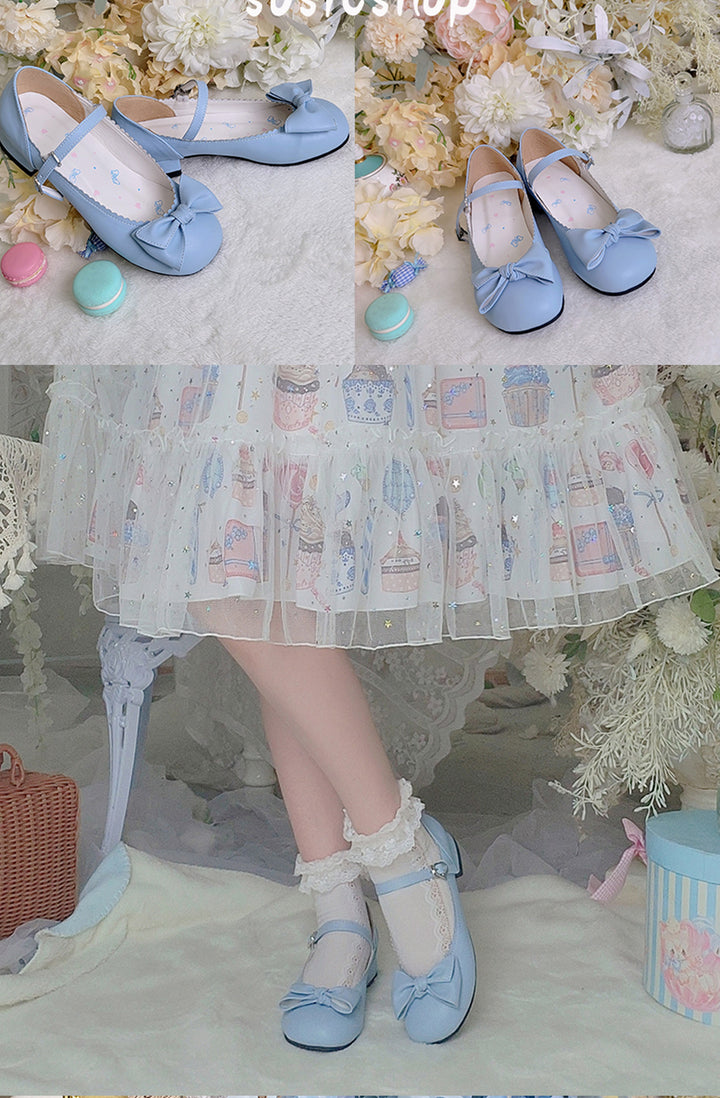 Sosic~Kawaii Lolita Bow Falt Shoes   