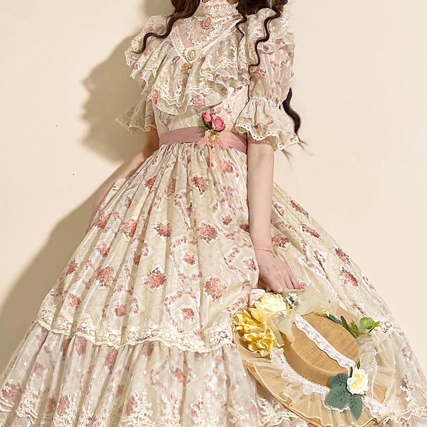 Miss Point - Woody Rose - Classic Elegant Floral Lolita OP Dress