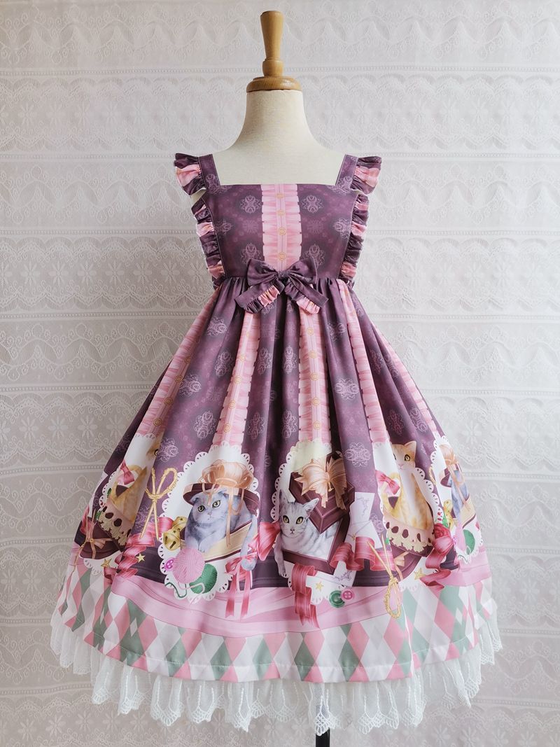 Yilia - Chocolate Cat Lolita JSK Dress XS maroon