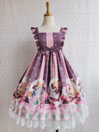 Yilia~Chocolate Cat Lolita JSK Dress XS maroon 