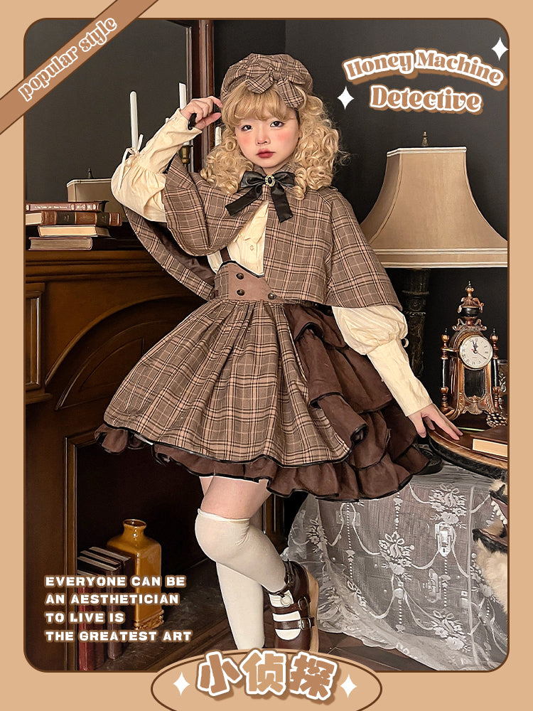 Honey Machine~Little Detective~Gothic Punk Lolita Salopette   