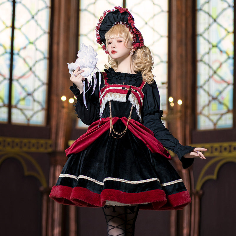 (Buyforme)With Puji~Dark Baroque Ouji Lolita Gemini JSK Shorts Set