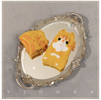 Yidhra~Cute Cat Cotton Lolita Socks free size orange cat 
