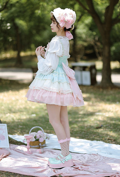 (BuyForMe) Alice Girl~Rainbow Tiered Sweet Lolita JSK Dress   