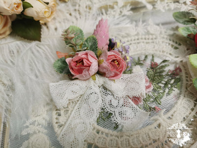 Miss Point~Multicolors Lolita Accessory Brooch Hat Pearl Belt rose pink brooch  