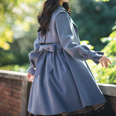 Yuansu~To Early Winter~Multicolors Lolita Winter Overcoat S gray blue 