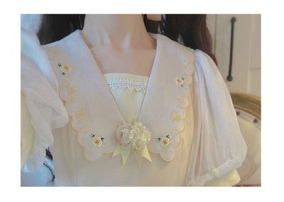 EESSILY~Afternoon Courtryard~Kawaii Lolita Summer Embroidery OP   